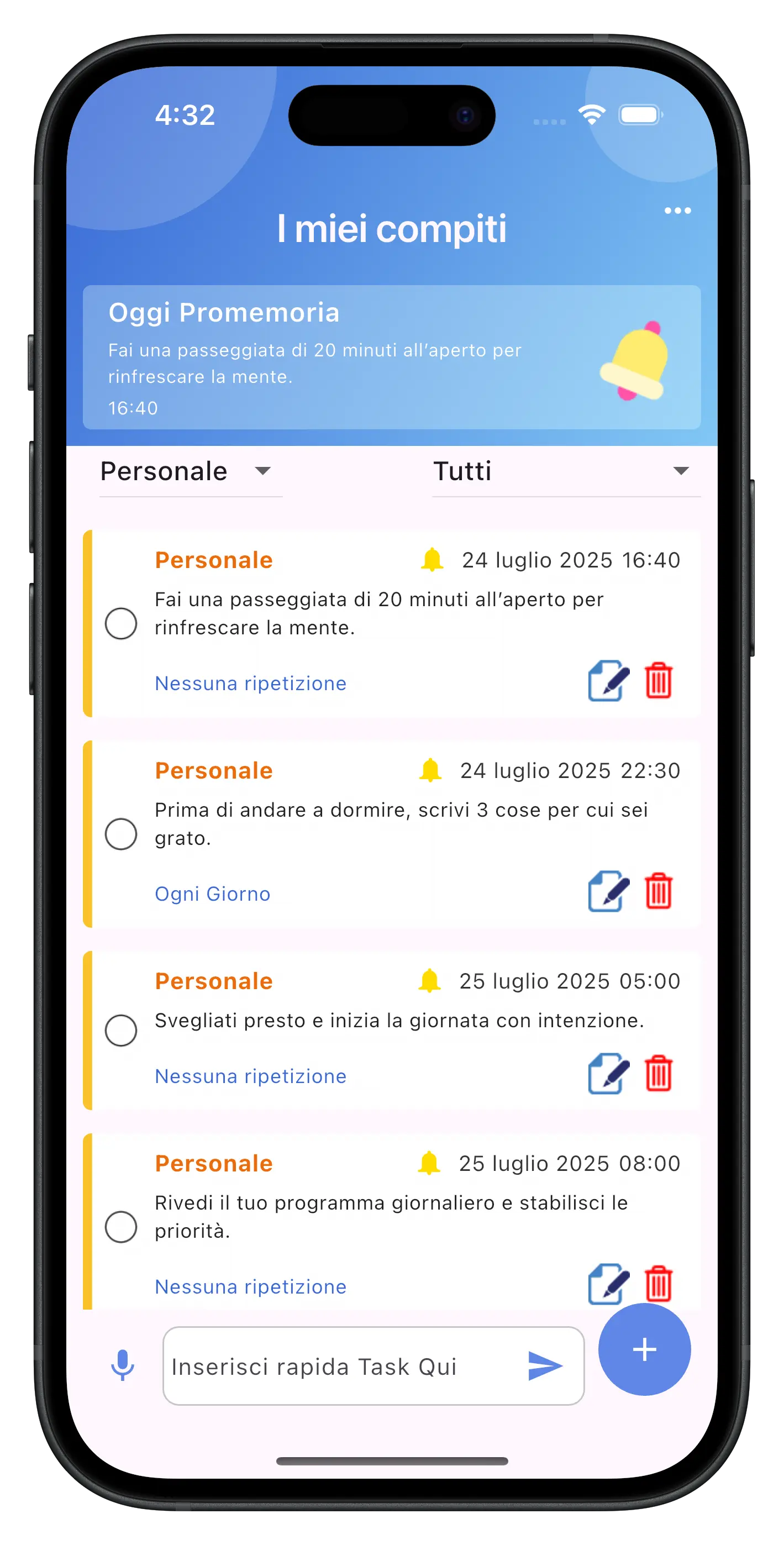 Gestisci le tue attività quotidiane