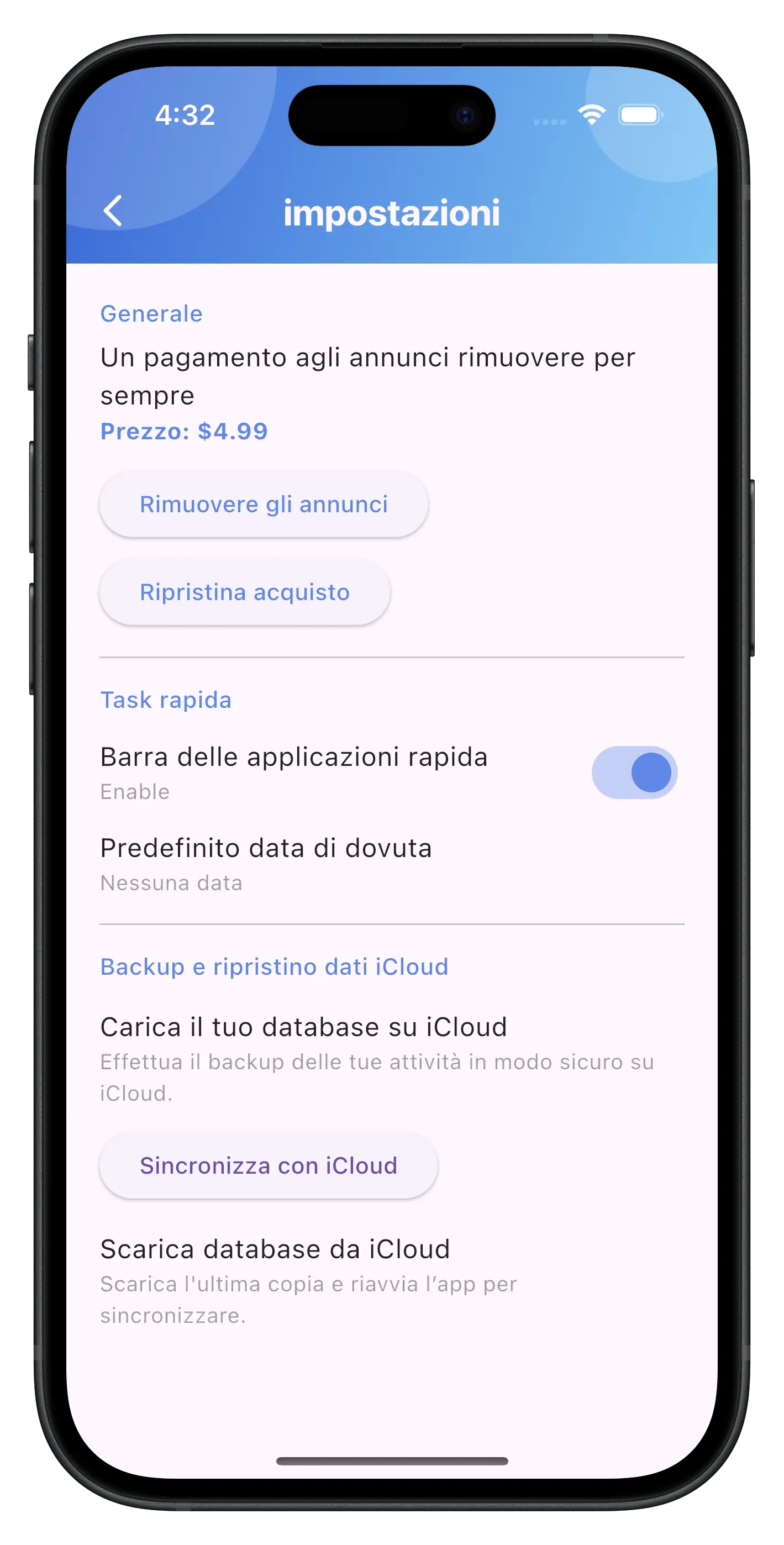 Aggiungi una nuova attività