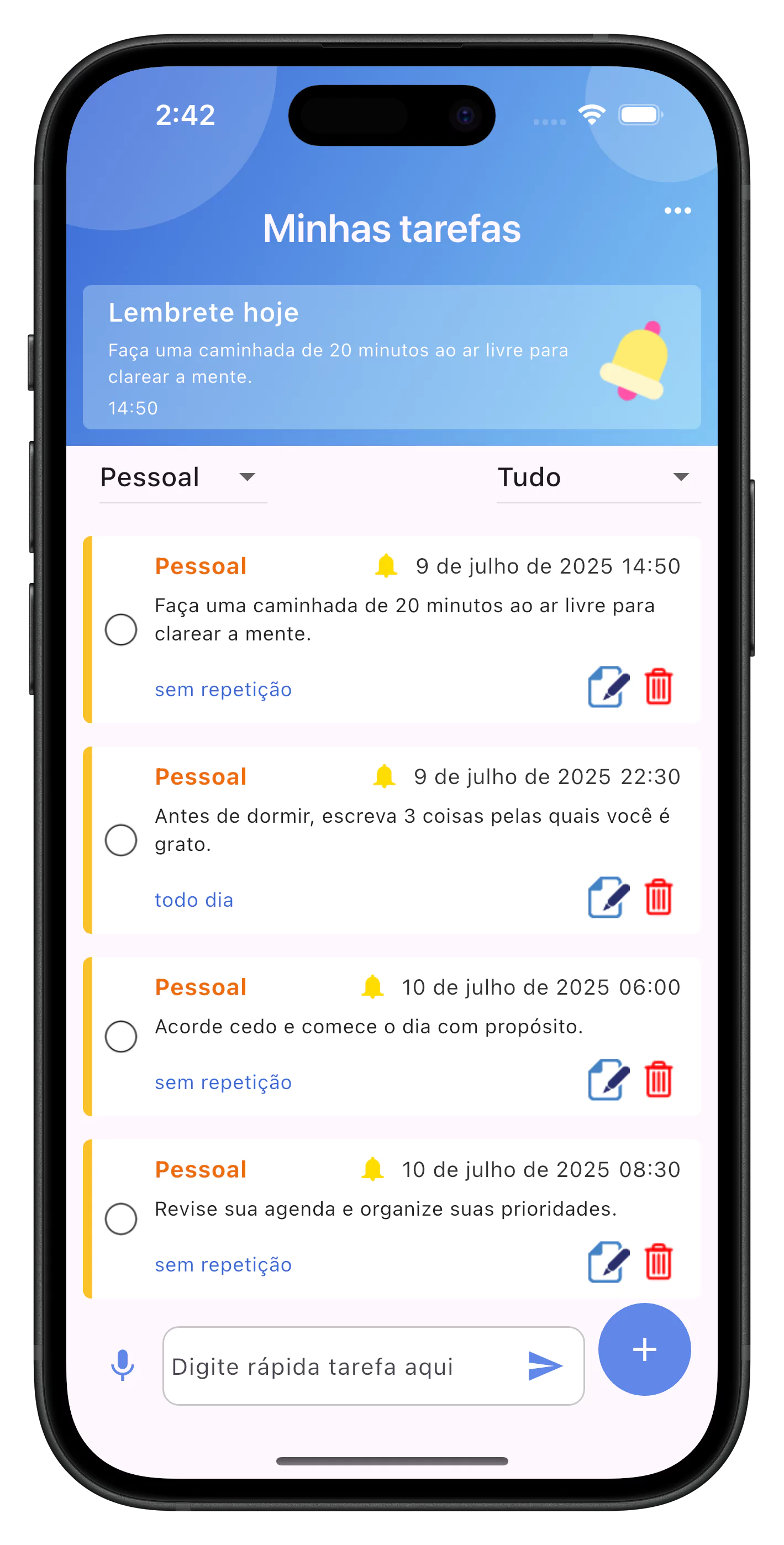 Gerencie suas tarefas diárias